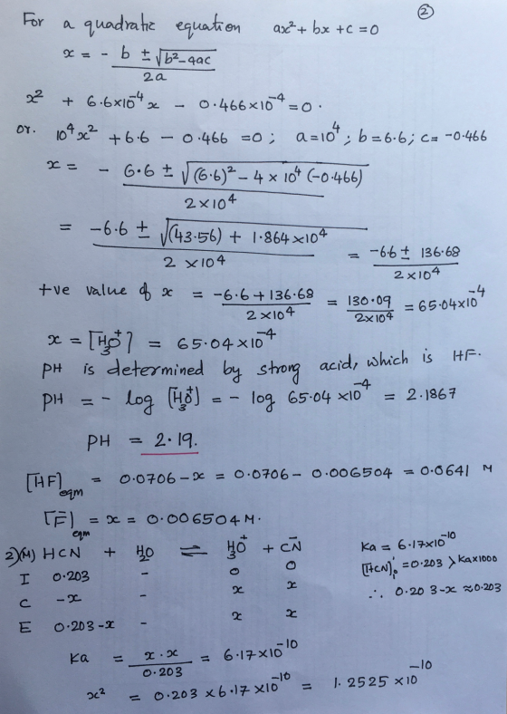 2a For a quadratic equation as²+bx+C =0 x = - b ± √b²_4ac =ON O2 + 6.6x104x - 0.466x104 = 0. ox. 1043c2 +66 -0.466 =0; a=104;