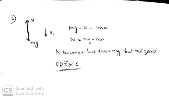 mg-N=ma Namg-ma N becomes less than ing optionc but not zero Scanned with CamScanner