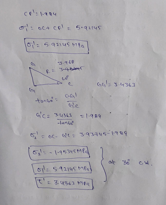 (F= 1.984 o oct (f = 5.92145 5.92145 Mola J.968 R= 33447 бое L a GG -3.4363 Gal tanco = 1.984. Ca 3.4363 tan66 & = och gic=3