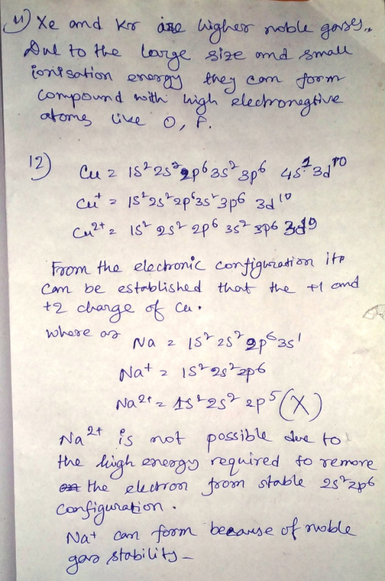M e and ks are higher noble gors. Due to the large size and small ionisation energy they con form compound with high electron