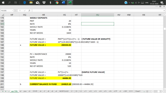 1 Ale W ? v Lo ( 1 ENG 03:41 25-02-2020 --- 25 X HU181 - X fix HP HQ HS HT HU HV HW HX HYA 179 180 HR WEEKLY DEPOSITS PMT RAT