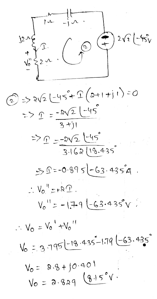 245V j2 (3+1+)o > 3 +) 3-16219.435 SO9-3.4354 Vo.D Vo -17-963.435°v Vo Vo+Vo Vo3795-18.435-1.79 (-63.435 Vo 8.3jo.40 (8,15