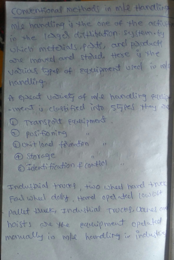 conventional methods in mle Handling mle handling is the one of the activite is the larges diftlitation system.by which meter
