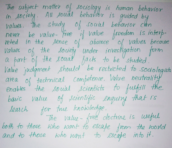The subject matter o sociology is human behavior ih Aociety. All Joual behavtbr is guided by of soual behavior cn be value- f