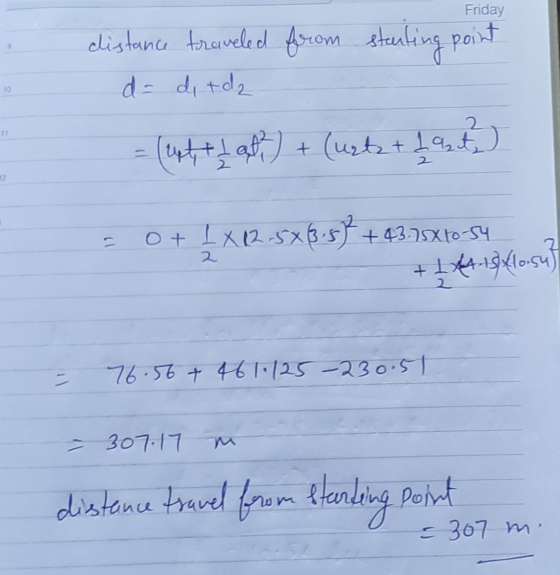 Friday 9 distance traveled from starting point d-dirdz 10 (ust & I at) + (uatat laut) 2 12 O + 1x12.5x315) +43.78X70-54 2 • 1