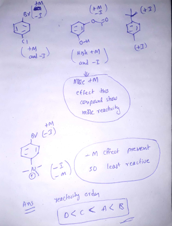 AM C1 lon +M land - High +M I and I ) mole AM effect this comprend show more reactivity M BV GB) - M so effect least present