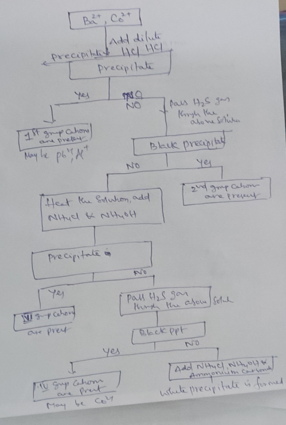 [ Bat, Cort [Add dilute precipitalit Hel HOL precipitate No t pass H₂S gas. shigh the abone solurar 18t grup Cahom are preley