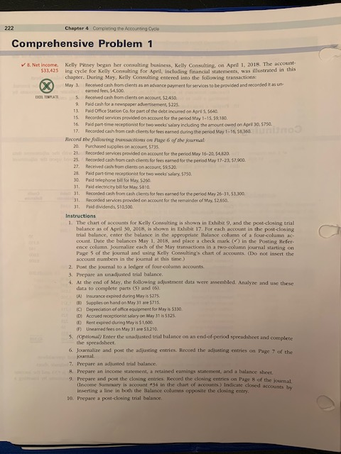 222 Chapter 4 Completing the Accounting Cycle Comprehensive Problem 1 22 8. Net income, Kelly Pitney began her consulting bus