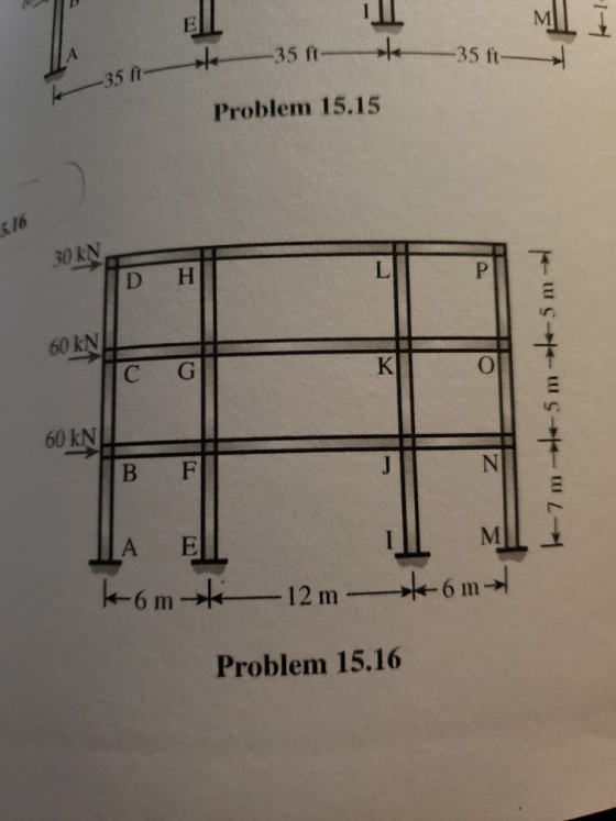 3535 ft 35 ft Problem 15.15 5.16 30 kN D H 60 kN 0NG C G 60 kN Problem 15.16