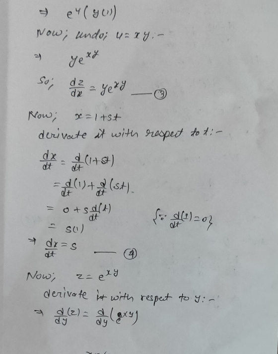 (961) Now; undo; 4= x 4 :- a year so; d 2 = yeay - Now; x=1tst derivate it with respect to t: - et (1) +of (ist). = otsalt) s