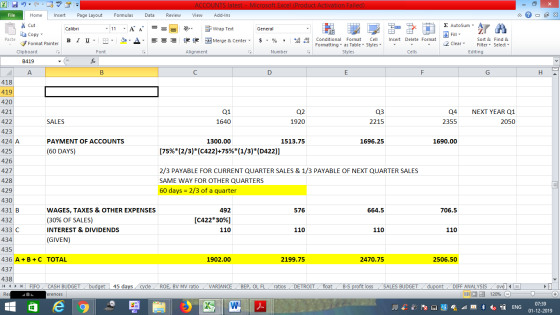 ACCOUNTS latest - Microsoft Excel (Product Activation Failed) File Home Insert Page Layout Formulas Data Review View Add-Ins