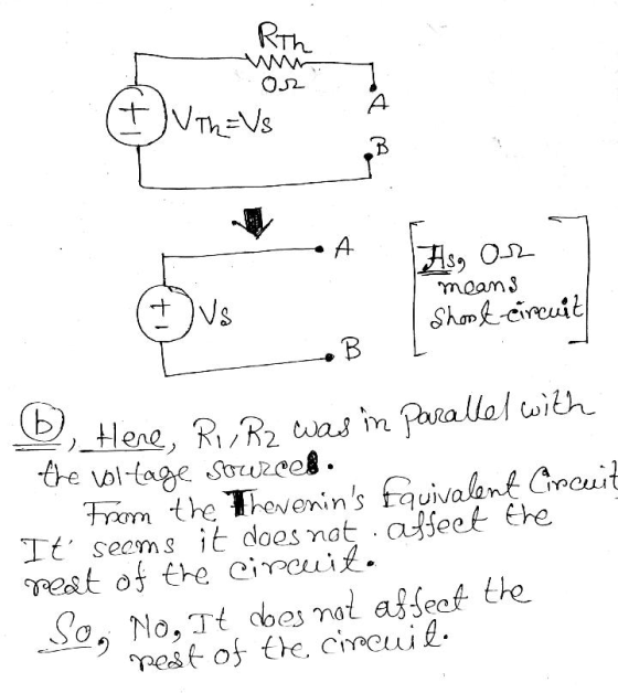 Rth - Ол Th=Vs LA Ass or means Short-circuit L B Here, Ri, R2 was in parallel with the bl tage sources. 1. From the Thevenin
