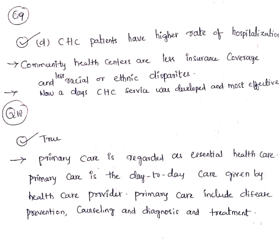 o ld) CHC patients have higher vale of hospitalization y Community health centers are less insurance Coverage and less pacial