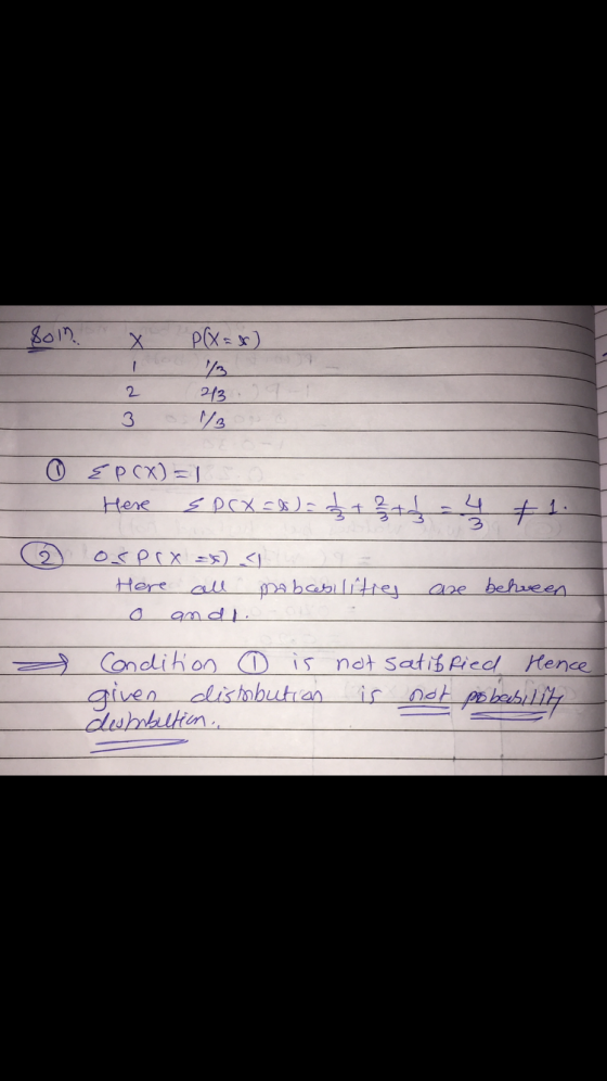 Son X P(X=6) 13 2 23 ) 3 1/3 o {p(x)=150 Here sprX = 25) = 1 + 2 + 4 + 1. (2 OSPCX =) Here all probabilities are behreen - O