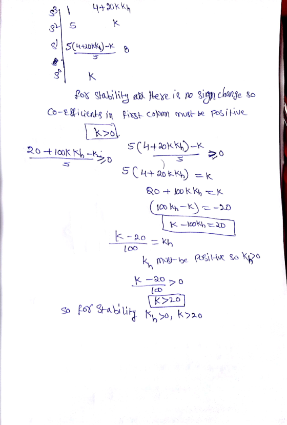 31 4+20k km к s! 15(420kKa)-K K for stability anti there is no sign change so Co-Efficients in first colomm must be positive