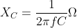 X_{C}=\frac{1}{2\pi fC}\Omega