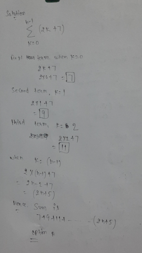 Solution hol E 2*+7) Kao first ton team. when kao akt7 9x 047) 7 Second term, ka XX1 +7 19 thisd team, k=82 294340 2X2 +7 whe