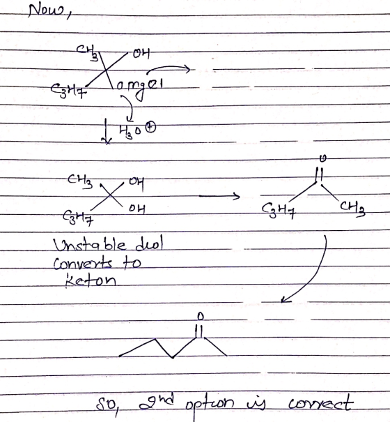 Now egle Tonger CH3 on 해 매 GHz - CHE Unstable diol Converts to keton So, and option is conect