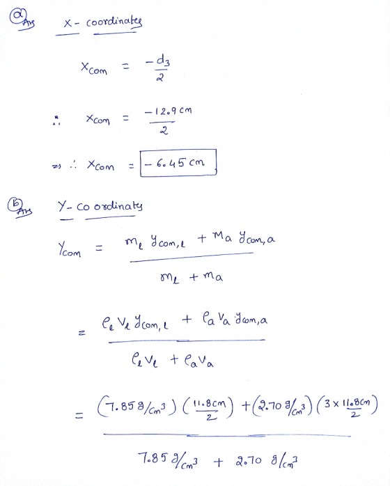 Chung x- coordinates x- coordinates - 12.9 cm Xcom = as : Xcom | - 6.45cm -coordinates Ycom = me I come + Maycom, a me tma -