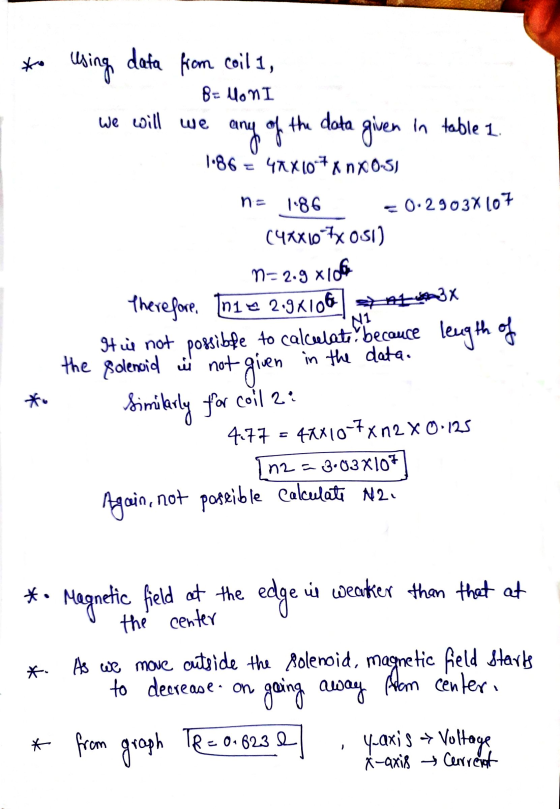 to using data from coil 1, 8= Hon I we will we any of the data given in table 1. 1.86 = 48X10+ x n XO-SJ 1.86 0.29 038107 (46