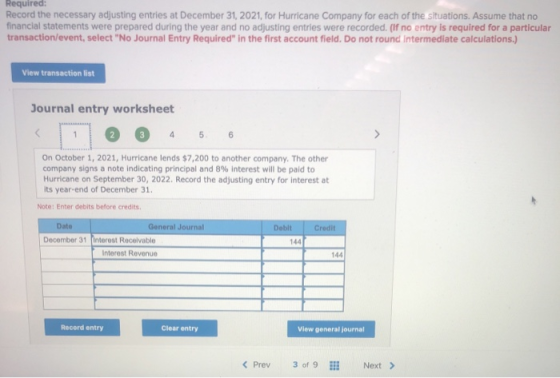 Required: Record the necessary adjusting entries at December 31, 2021, for Hurricane Company for each of the situations. Assu