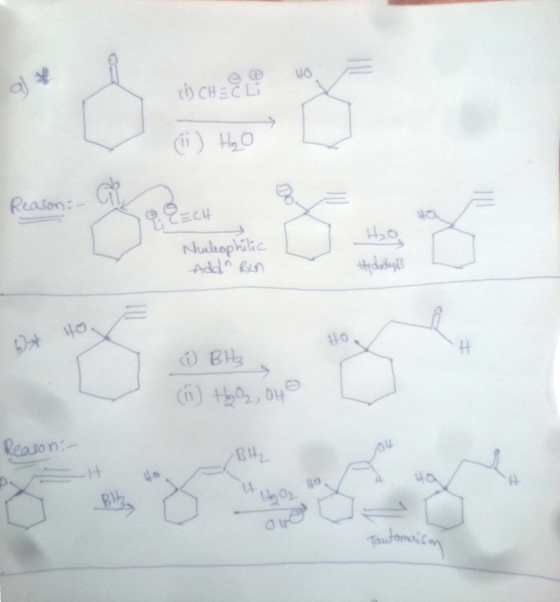 (1) CHEC Reason: EECH Nucleophilic Add Run teddy 1 BH₂ (n) Hoy, 04 Reason: - U oz 10 Tautomatism