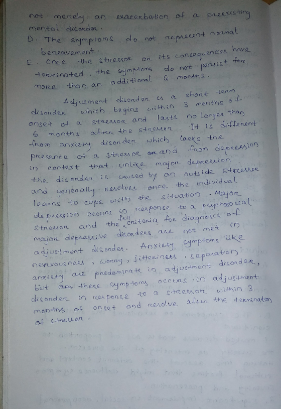 mental dicordor The symptoms o not neprssot n nna erteavement once the stresson or ts consequencas hava treminated the n toms