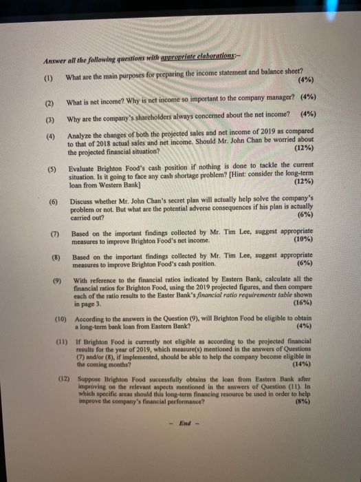 Answer all the following questions with appropriate elaborations- (1) What are the main purposes for preparing the income sta
