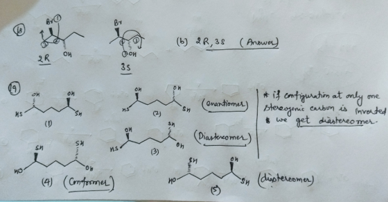 (Anower) ой (enantiomer) if configuration at only one stereogenic carson is inverted & we get diastereomer Diastencomer SH ns