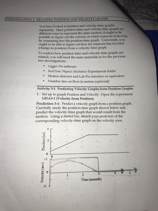 INVESTIGATION 3: RELATING POSITION AND VELOCITY GRAPHS You have looked at position and velocity-time graphs different ways to