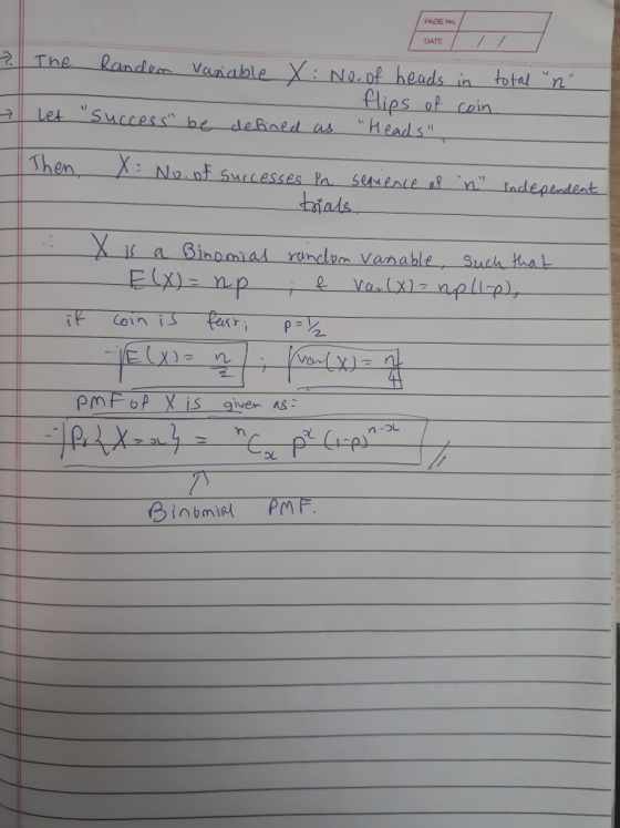 PADE № DATE 2 . The-Randum van d ble Nool heads in-total-in : of cnin ir a Binomi at runcium van able such that -- n-oL