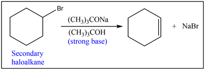 (CH3),CONa
(CH3),COH
(strong base)
+ NaBr
Secondary
haloalkane