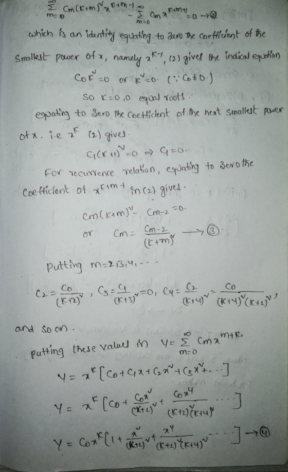 & Cm (Kim Romno -I am a m m=0 o rita which is an identity equating to aen the coefficient of the Smallest power of namely & K