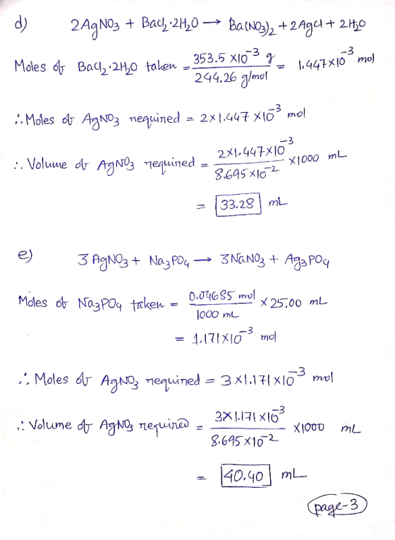 d) 2AgNO3 + Bach 24,0 > Ba(NO3)2 + 2Agu +240 Moles of Bact, 24,0 taken - 353.5 x100 g _ www.zx16 mol les opp bagzzle taken 24