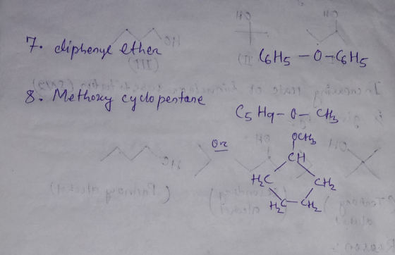 7. cliphenyl ether (1 C6H5 - 0C6H5 8. Methong cyclopentane hit to start print Co Hq -o- ty & 40 peth 10 Ore