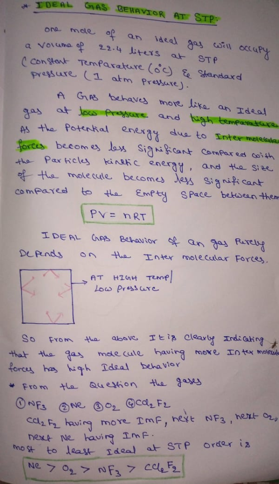 TDEAL GAS BEHAVIOR AT STP one mole of an ideal gas will occupy a volume of 22.4 liters at STP a constant Temparature (oc) & S