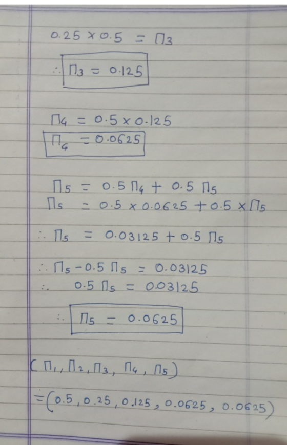 О. 25 xo.5 - 03 П3 = 0.125 П4 = 0.5xo-) 25 П. – О.06 2.5 Пs - O.5 04 +0. 5 Пs Јls - 0.5 x0.06 25 +0.5 x 5 :. Пs = 0.03 125 +0
