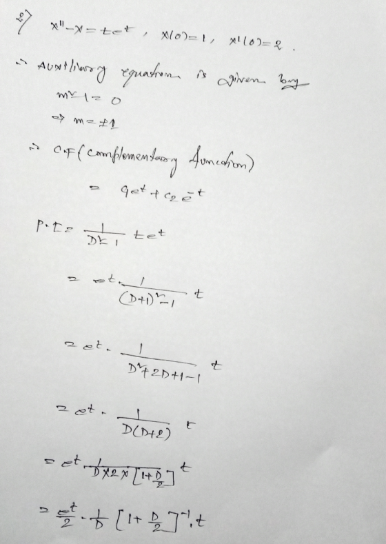 --tet, X0=1) 1109= £. bay as Auxiliary equation is given mrizo af met -Coff complementos y Aumestrom) o get of ce et Pute ok