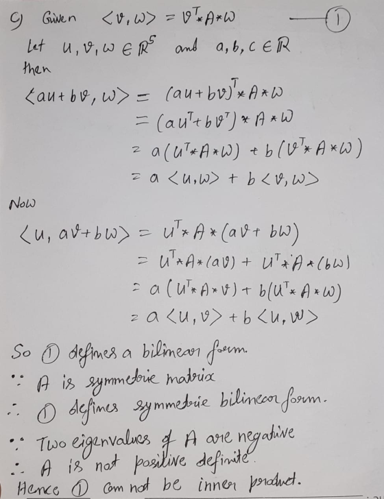 C Given z <0,w>=07A+W Let u, V, WERS and a, b, c ER then {aut be, w) caut bojxAAW - (auttb 87) * A*W a (UT*AxW) + b(&?* A*W)