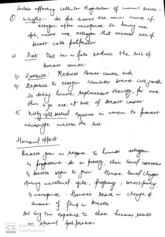 ů more c em factors affecting celluler Regulation of womens breasts: o weights its fat tepues are main source of estrogen of