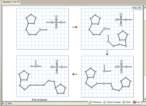 Complete the electron-pushing mechanism for the fo