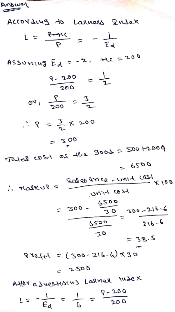 Answer According to Larners Index - La Pare -- the Assuring Ed 2-2, Me=200 P-200 P-200 - 200 ov, 20. - .:Pax 200 300 Total co