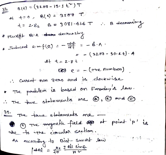 33, B(+) = (3200 - 15.1 t) T B(02 3200 T e.m. & Induced At t=0 to 2.85 B = 3081.616 T deementing * Flux of Bia dose decreasin