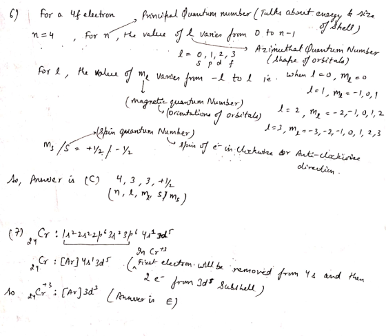 6 for a 4f electron principal quantion number (Talks about. energy & size n=4 for n, the value of ļ varies from o to n- of sh