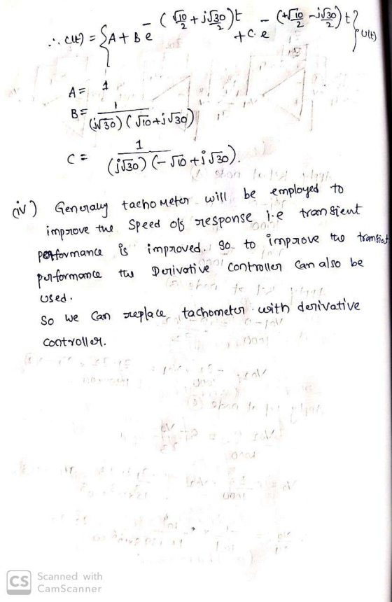 (99 +jJ30) (+502 +2 (LE) = SATB toe Ult) A= BE (30) (10 41J30) (judo) 6- so ti s3o). civ) Generally tachometer will be employ