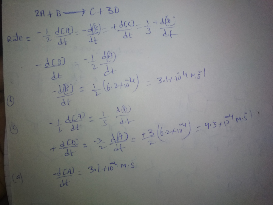 2A+ B C+3D Rde dEA -)dr +d0) 3 dt -ACR) 2 = 31t-164 M5 1 -1 4LA) +9C0) dt 7310 MS CAP- -) (4) -d CA) 3.1t104 M.S df