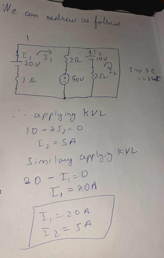 We can redrew as follues 1 ou I, {22 love Sin o tor &22 +2 sine 42 is Stost - applying KUL 10-2I=0 1 ₂=SA Similary applying