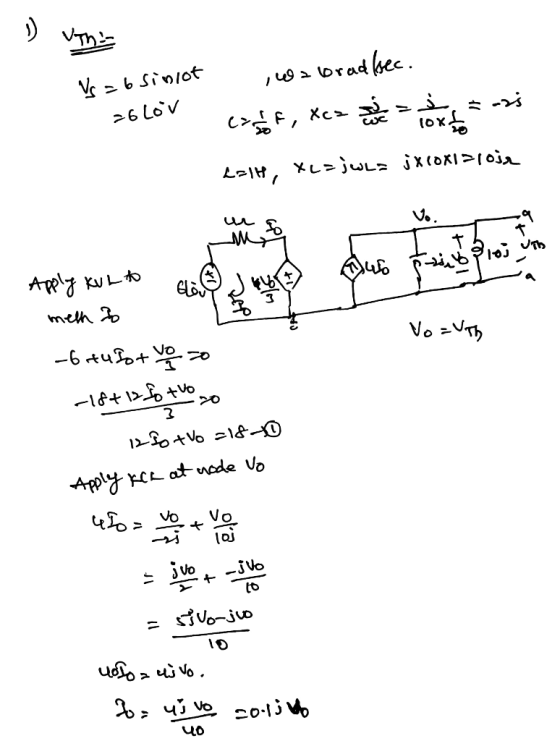 ) vthis Vc = 6 siniot 26lov waloradlec. crosof, Xcs = - cal4, XL= jwls jx10x17 loja Apply Kult psinyo L J G | Aub meth to No