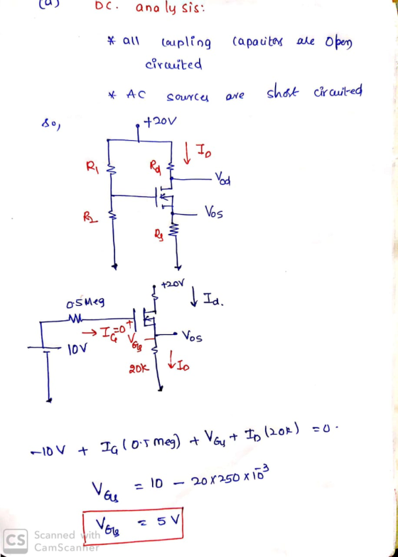 DC. ana ly sis: * all capacitas ale open coupling circited * AC sources are shost circuited .+20V 05 Meg TH I-OTI lov 20K -10