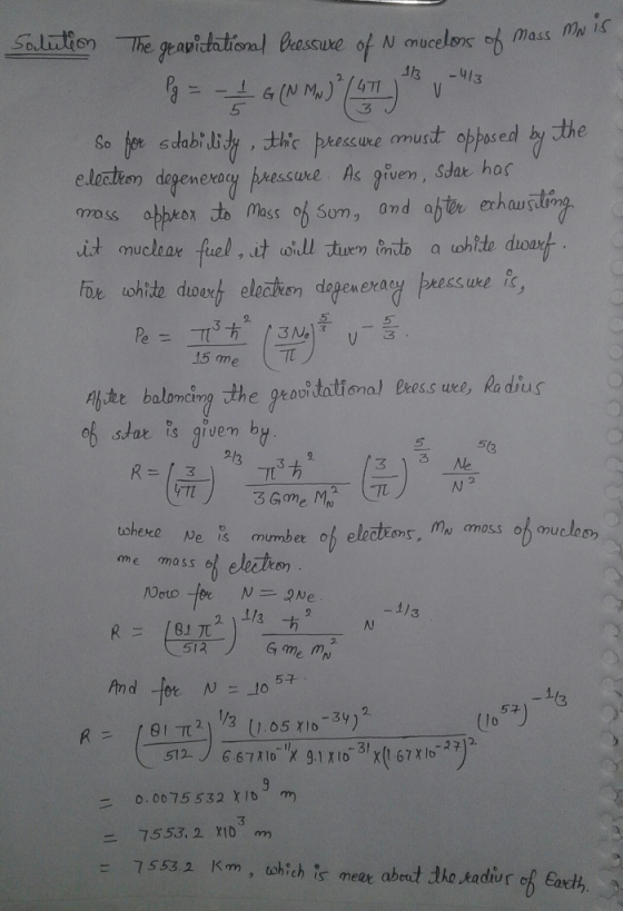 Solution The geapidation bressure of N mucelons of Mass MN IS 13 -413 So foe sdabi lidy, thic proscure musit opposed by the e